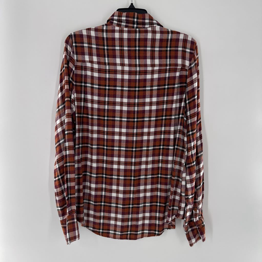 L plaid button down l/s top