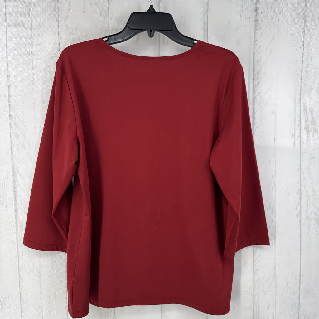 L 3/4 slv v-neck top