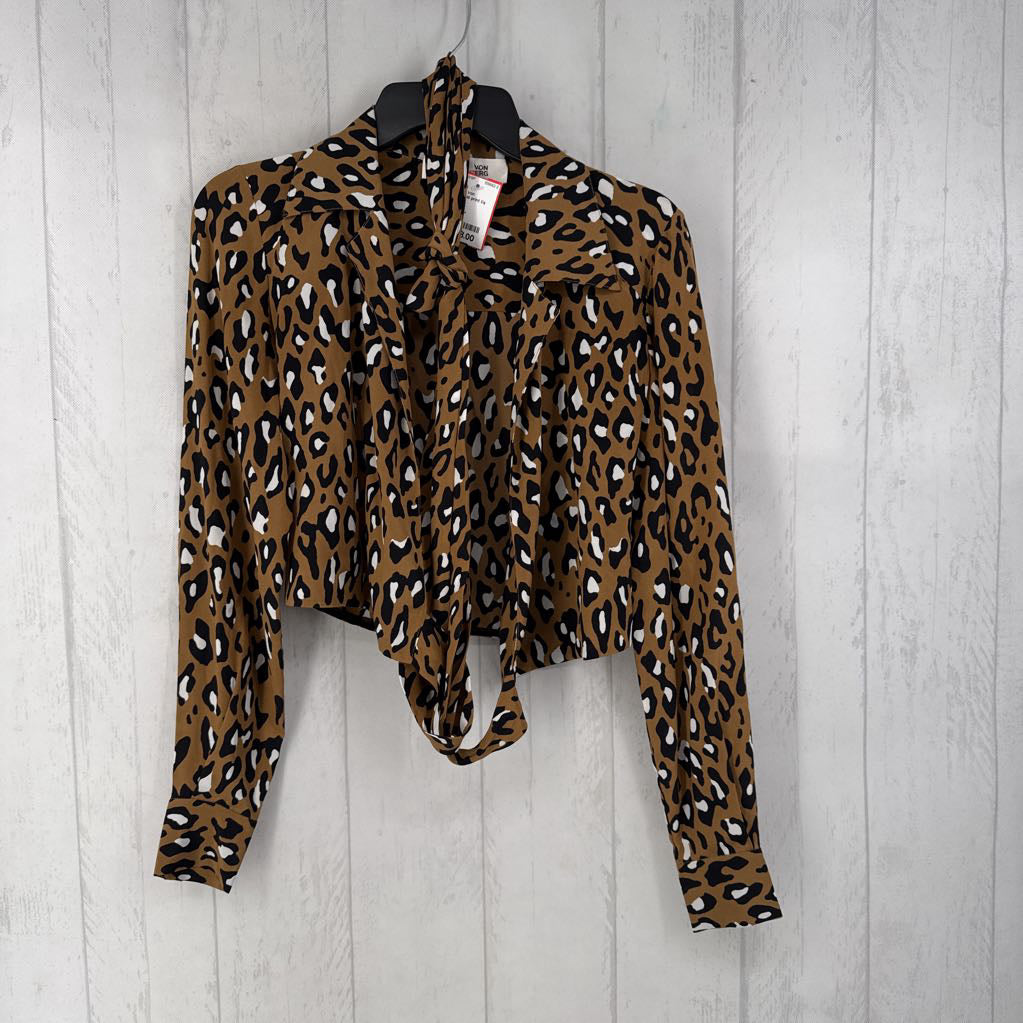 0 animal print l/s wrap top