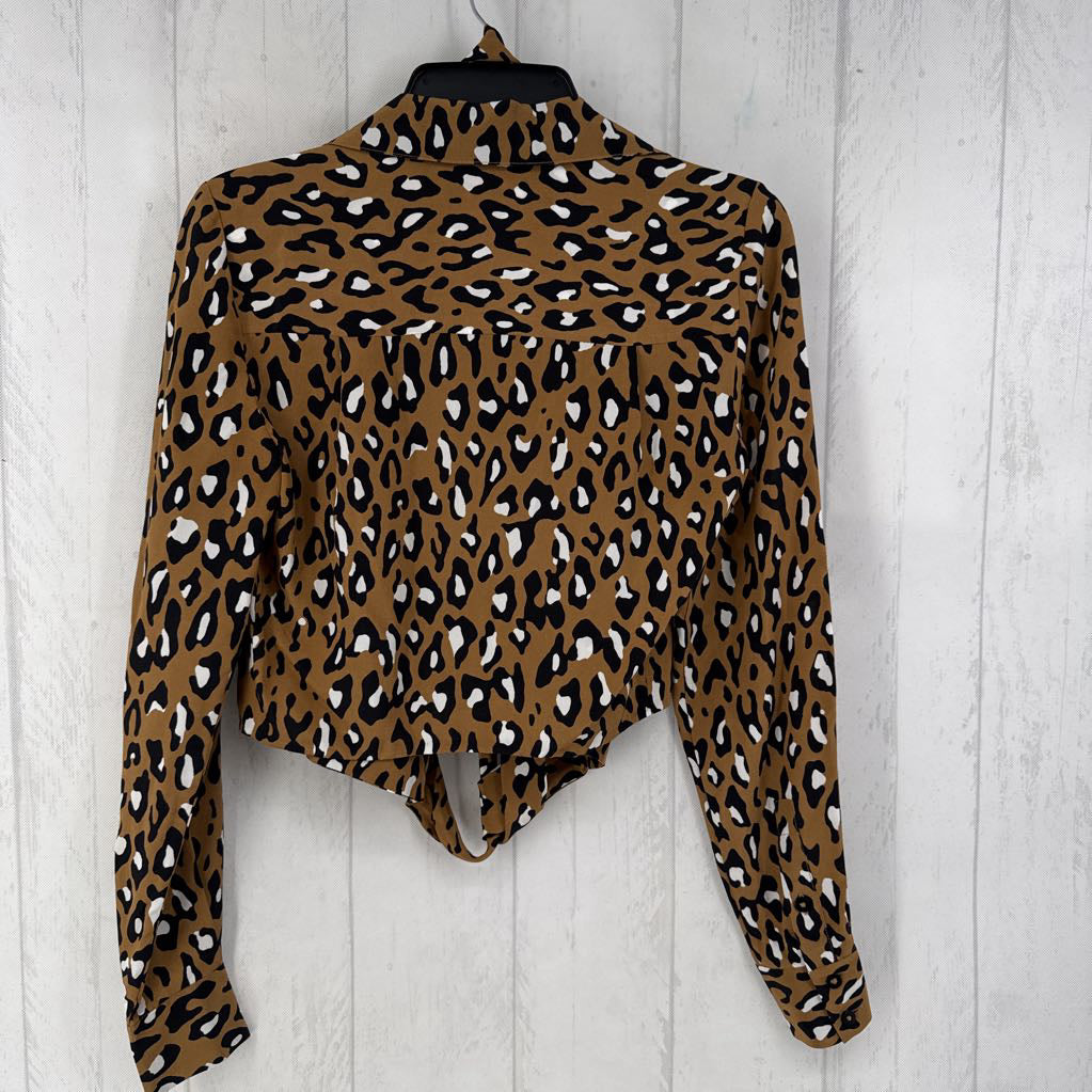 0 animal print l/s wrap top