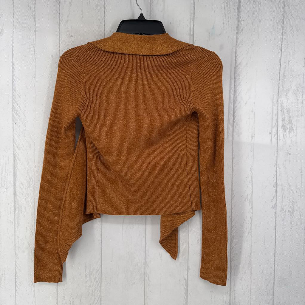 XS rib knit tie front l/s cardi