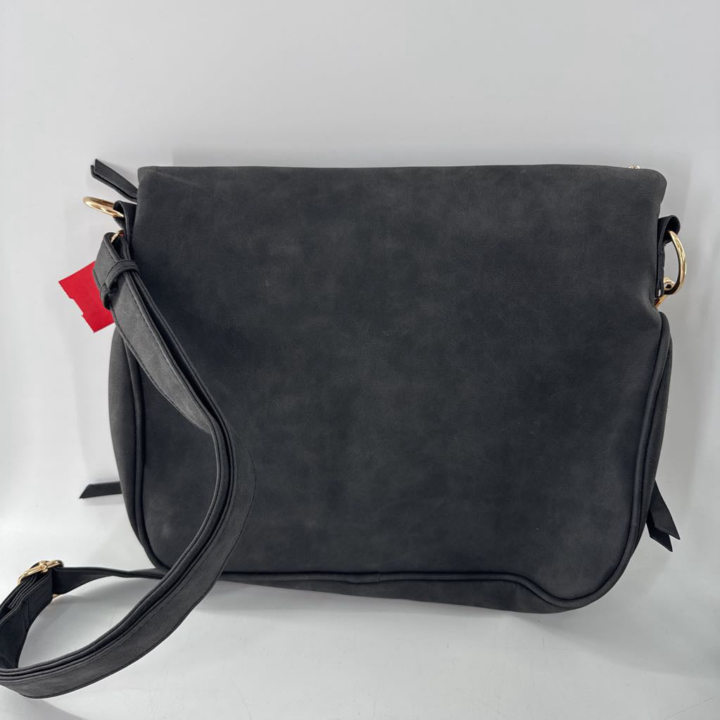 vegan suede front flap crossbody