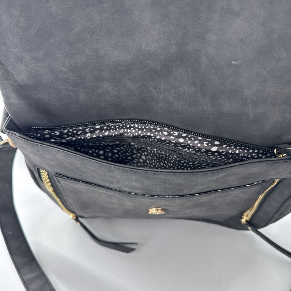 vegan suede front flap crossbody