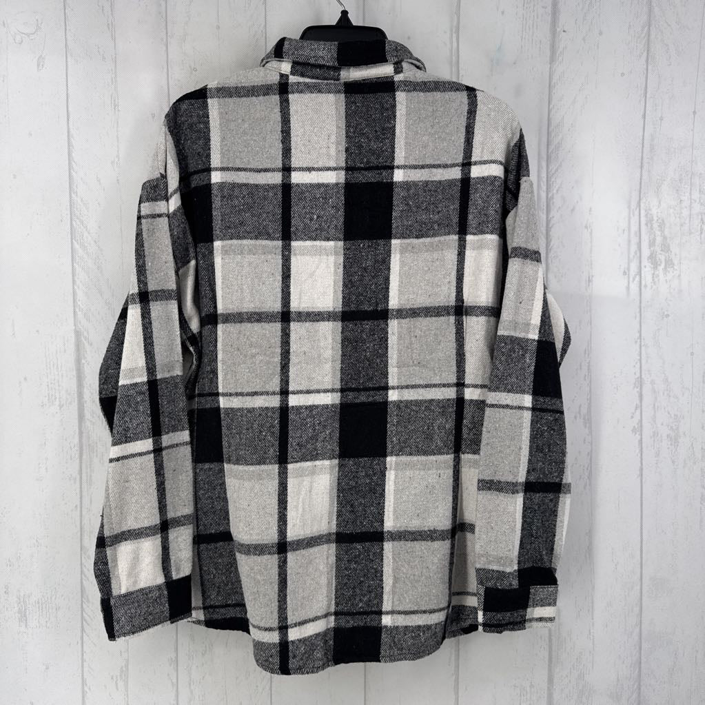 M plaid button down l/s top