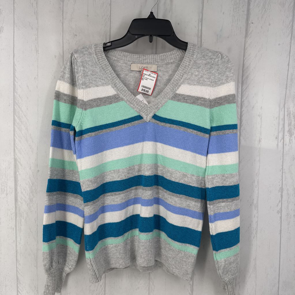XS v-neck striped sweater