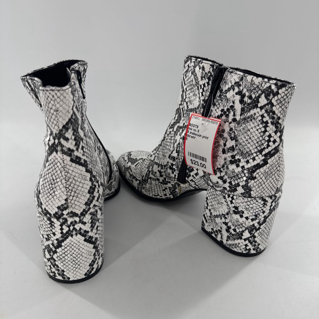 8 snakeskin print bootie