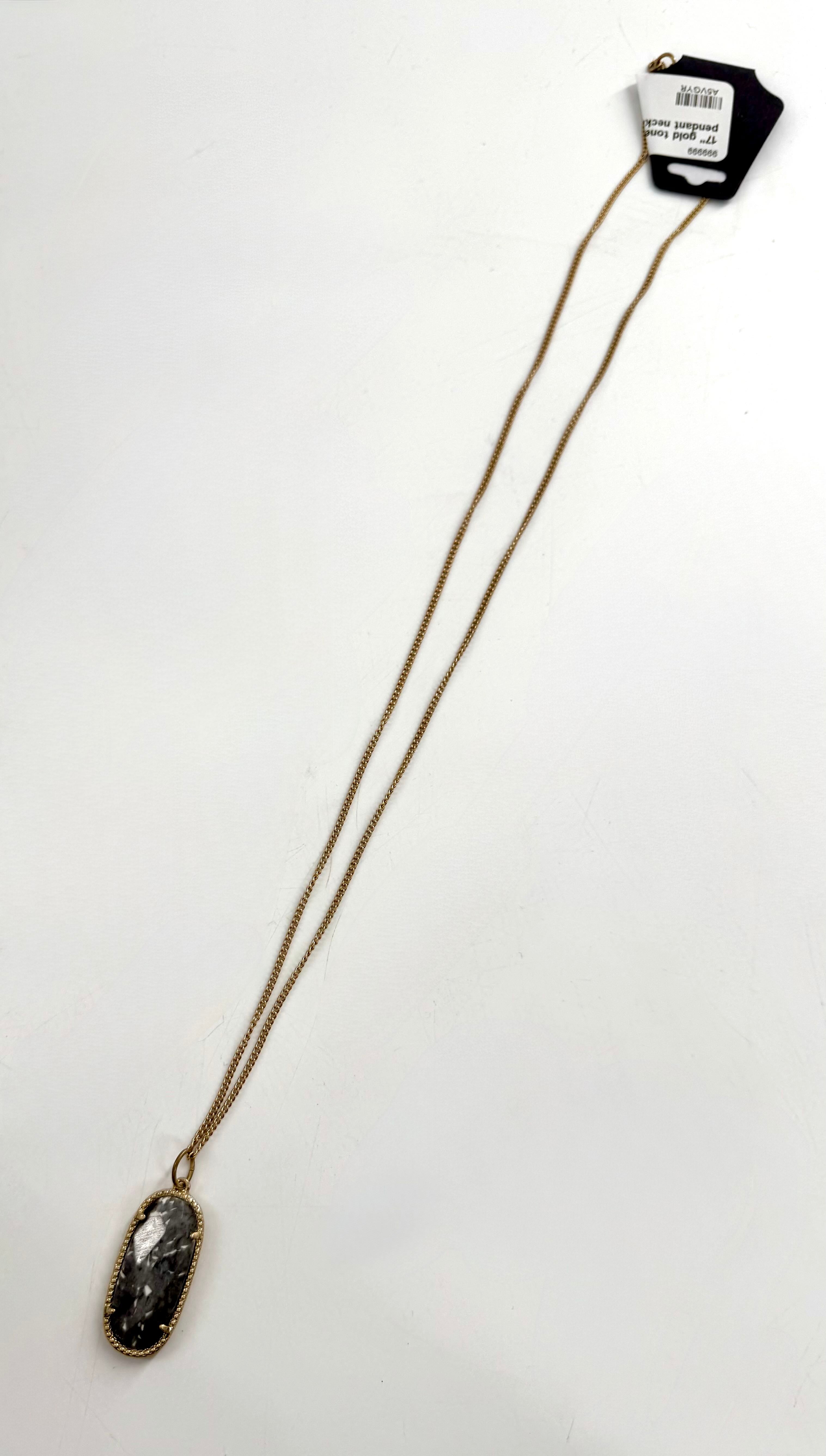 17" gold tone quartz pendant necklace