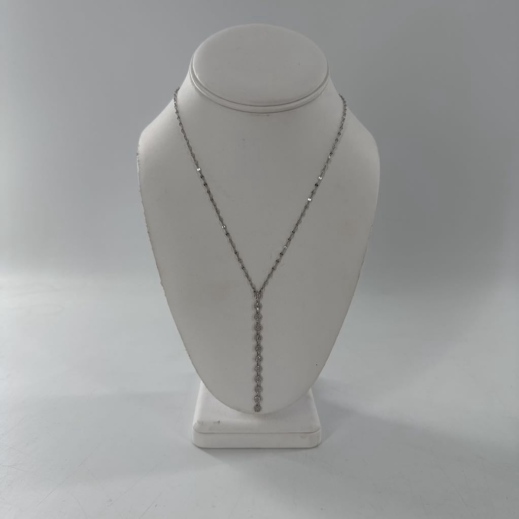 12" silver tone lariat necklace
