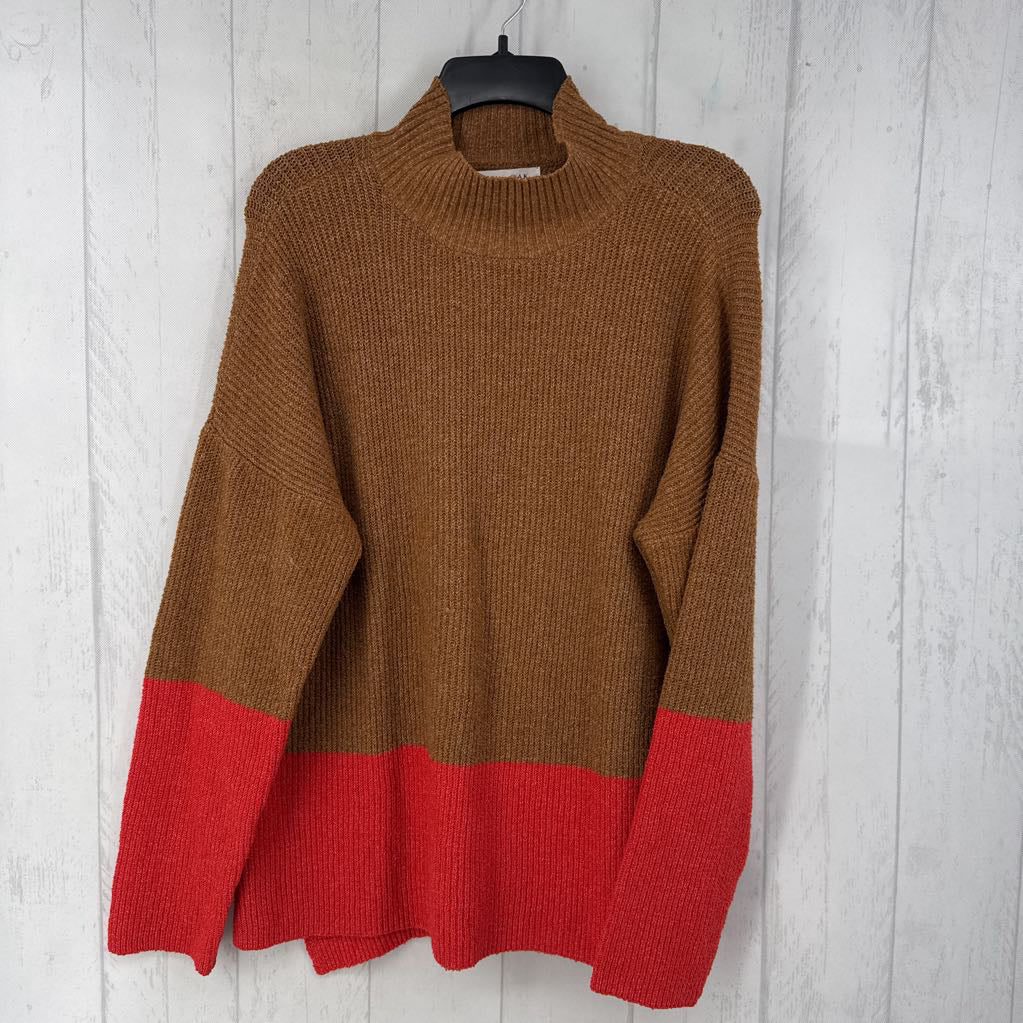 XL mock neck colorblock sweater