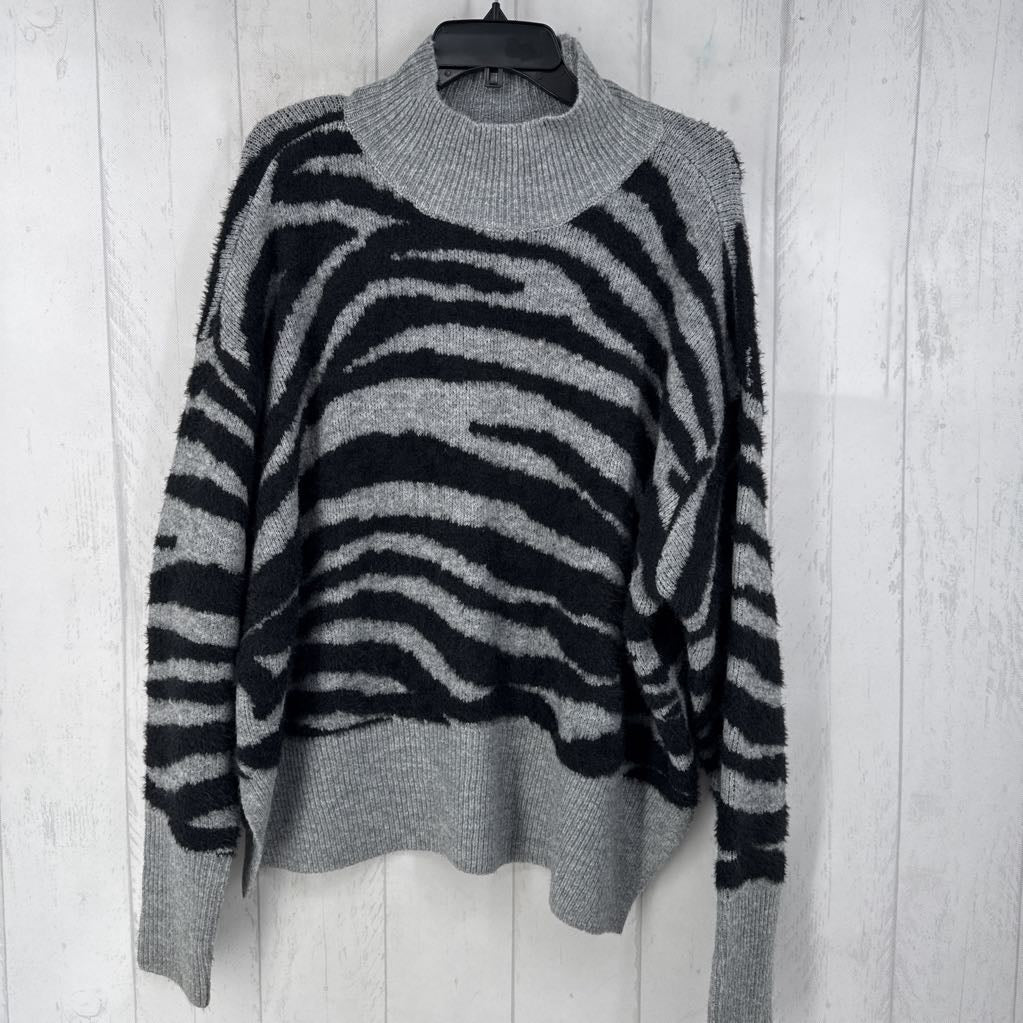 XL animal print mock neck sweater