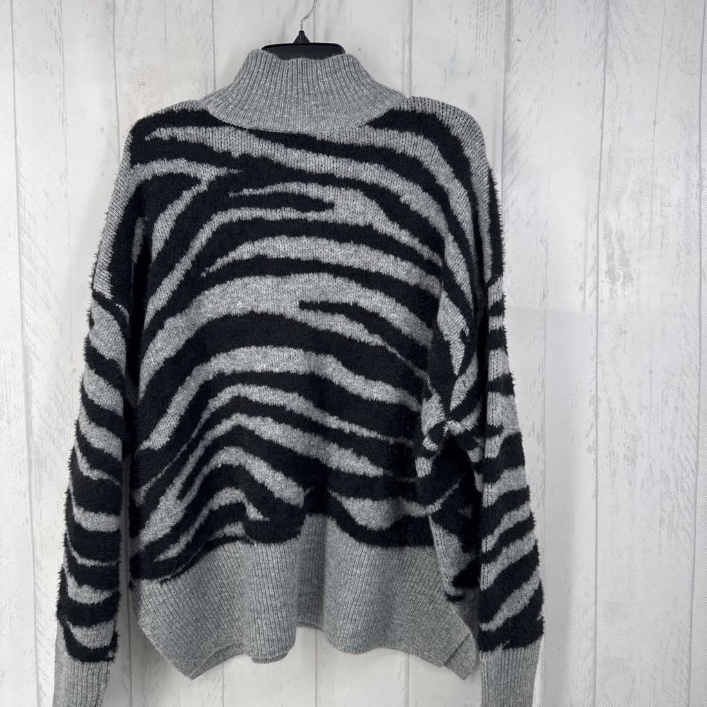 XL animal print mock neck sweater