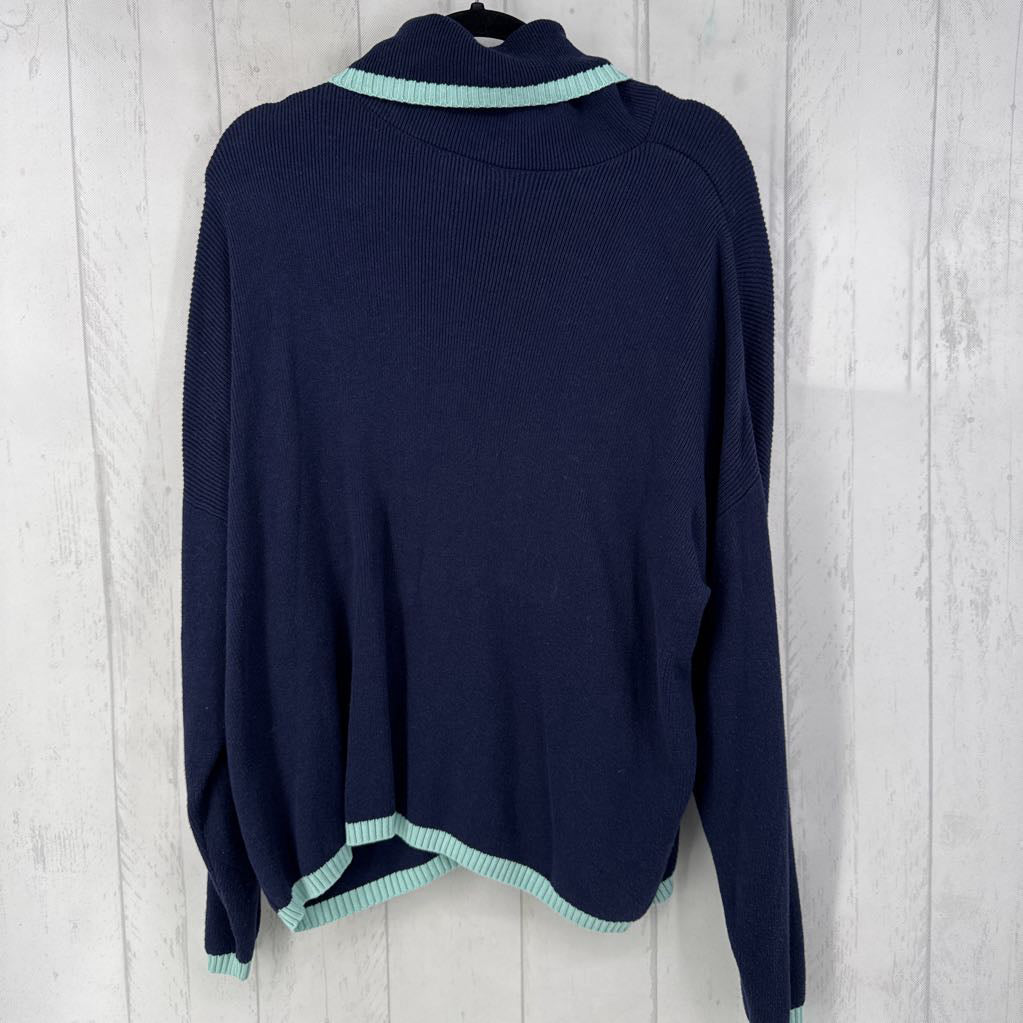 1X cowl neck drop shoulder sweater