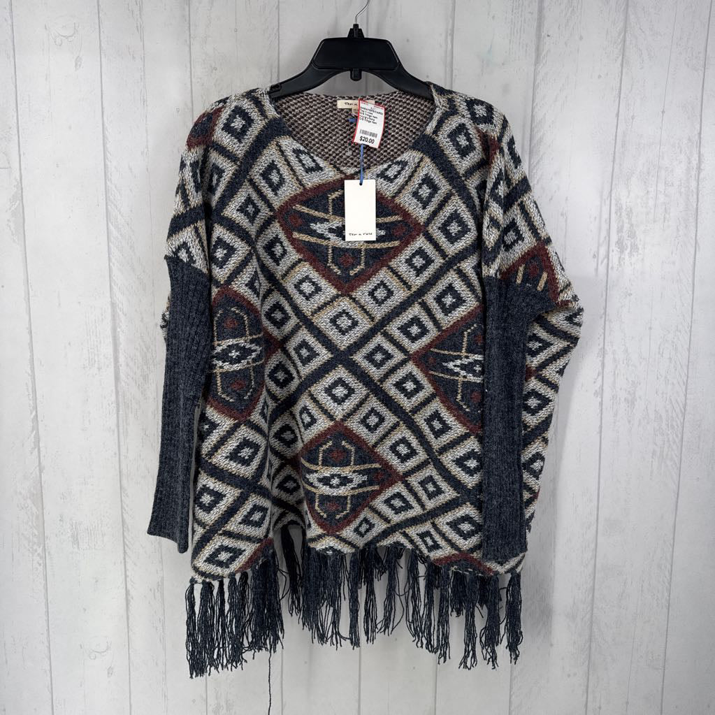 O/S fringe hem drop shoulder sweater