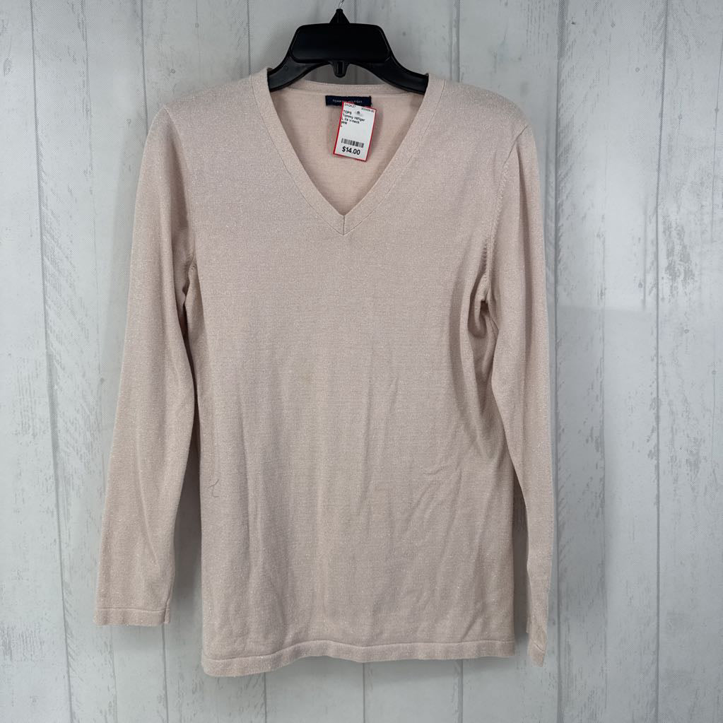L l/s v-neck shimmer top