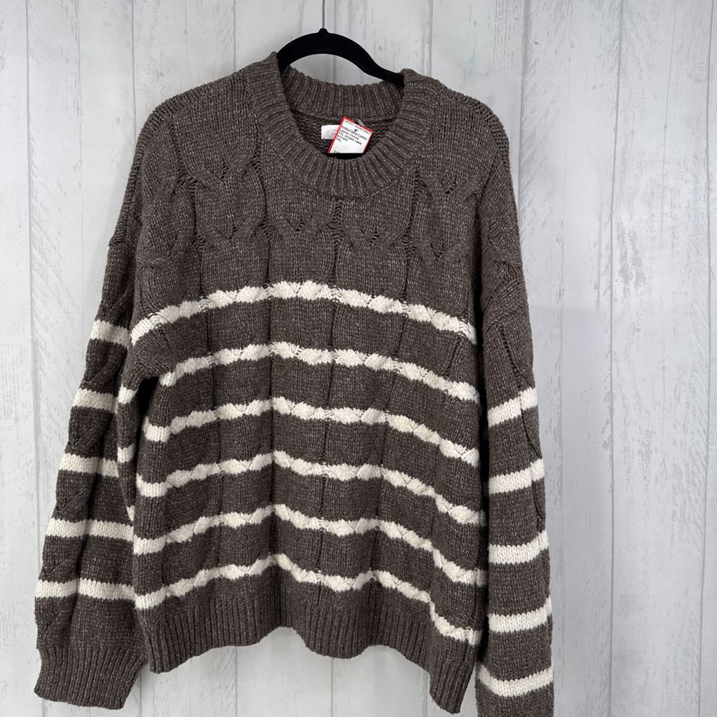 XXL striped cable knit sweater