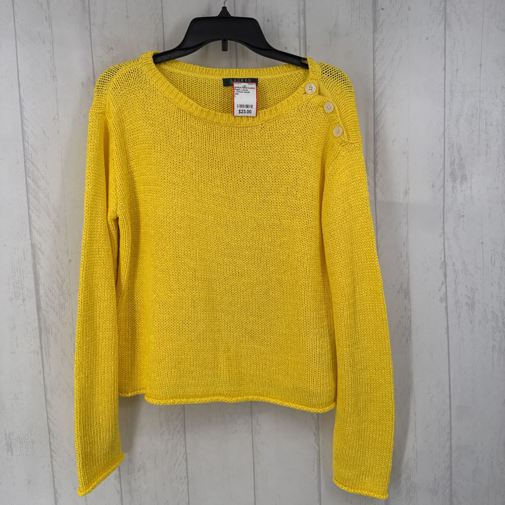 L button detail crewneck sweater