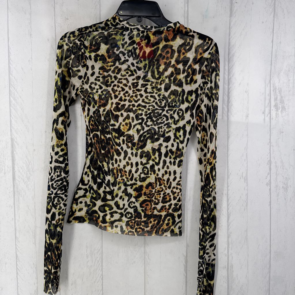 S/P mesh animal print l/s top