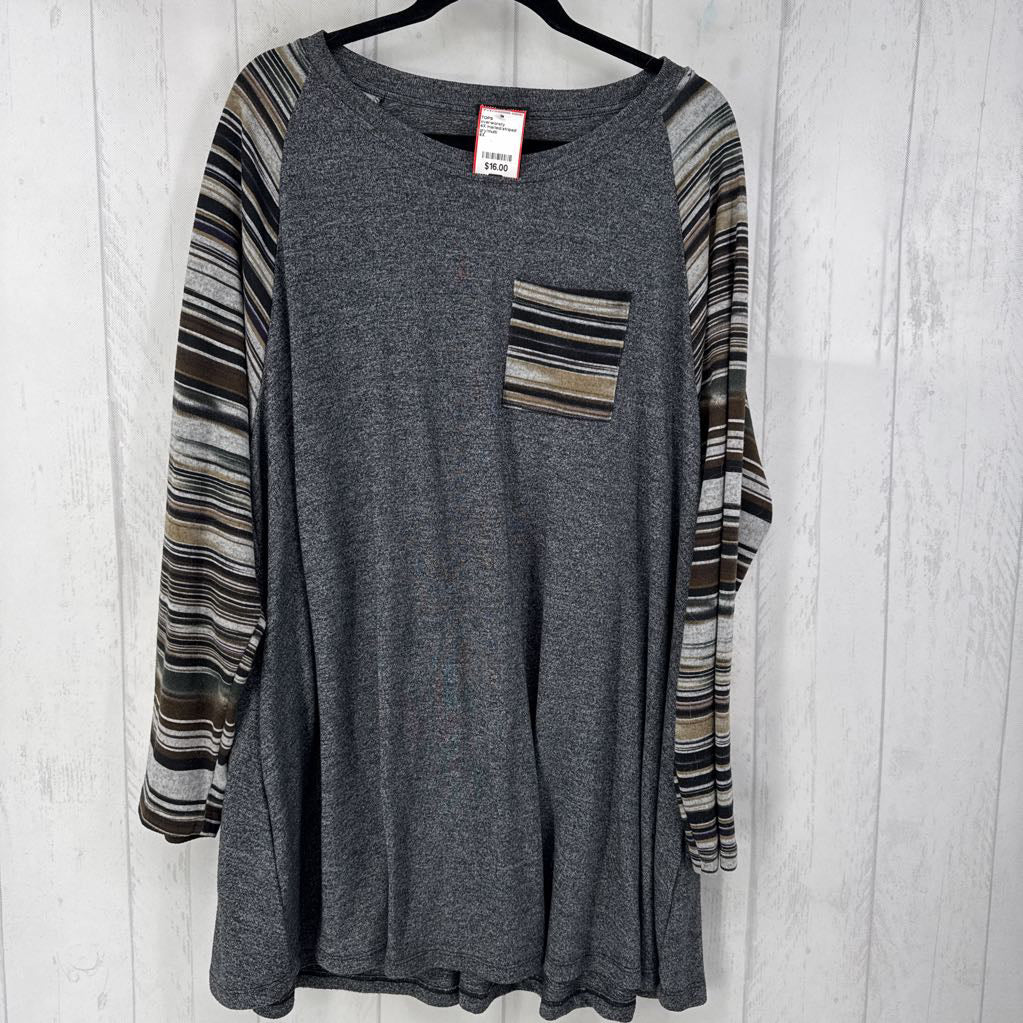 4X marled/striped l/s top
