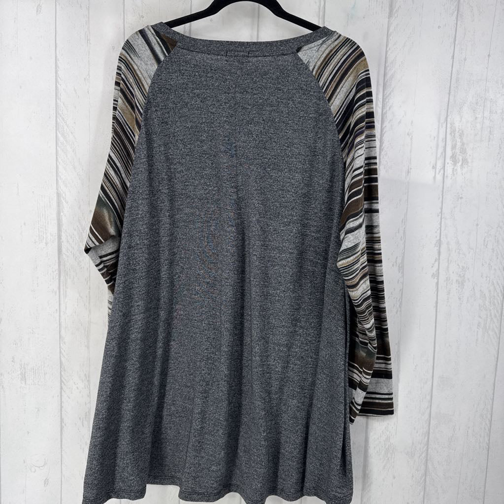 4X marled/striped l/s top