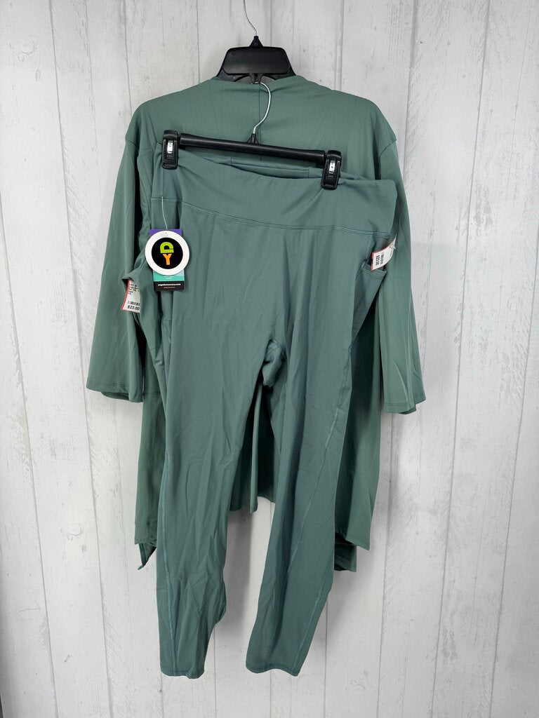 2pc XXL l/s open drape cardigan w/ leggings