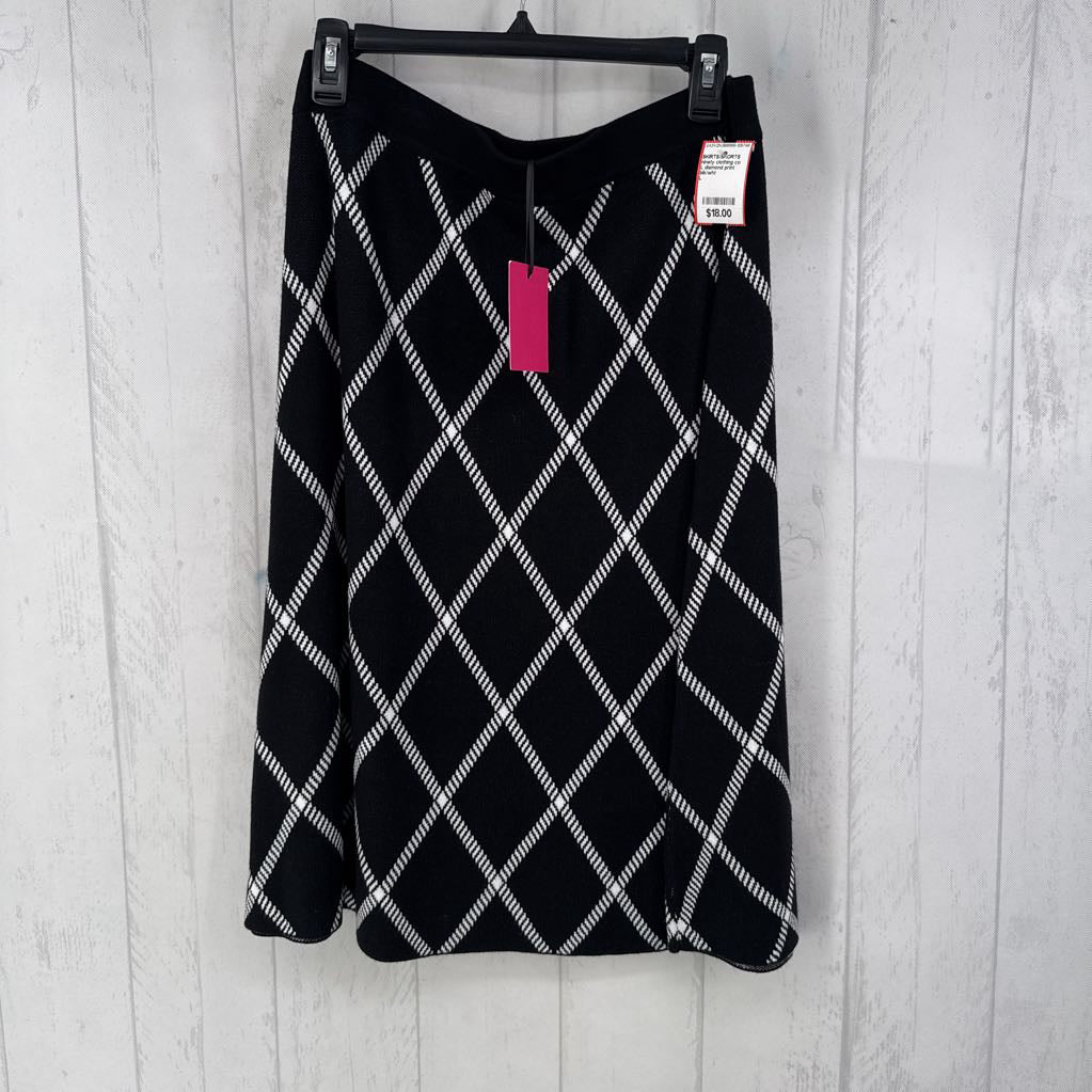 L diamond print pull-on knit skirt