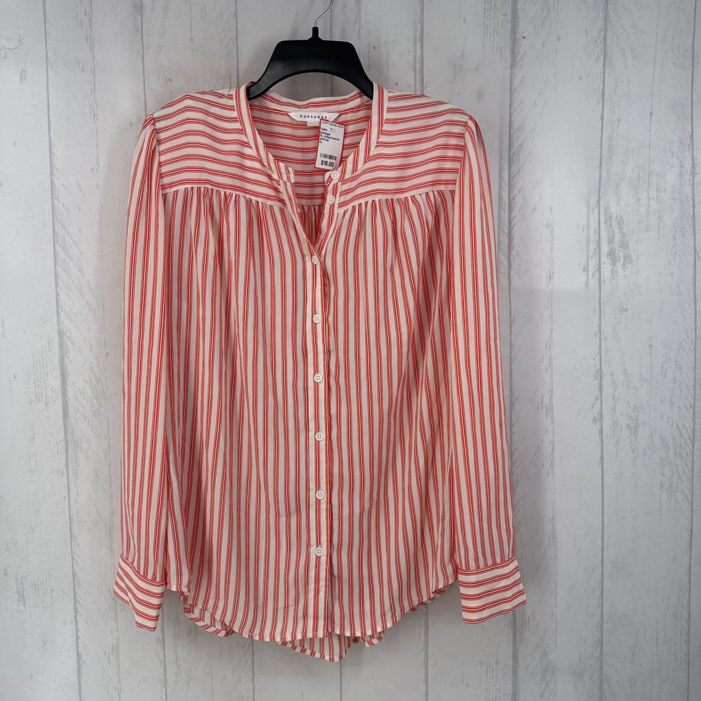 XL striped button down l/s top
