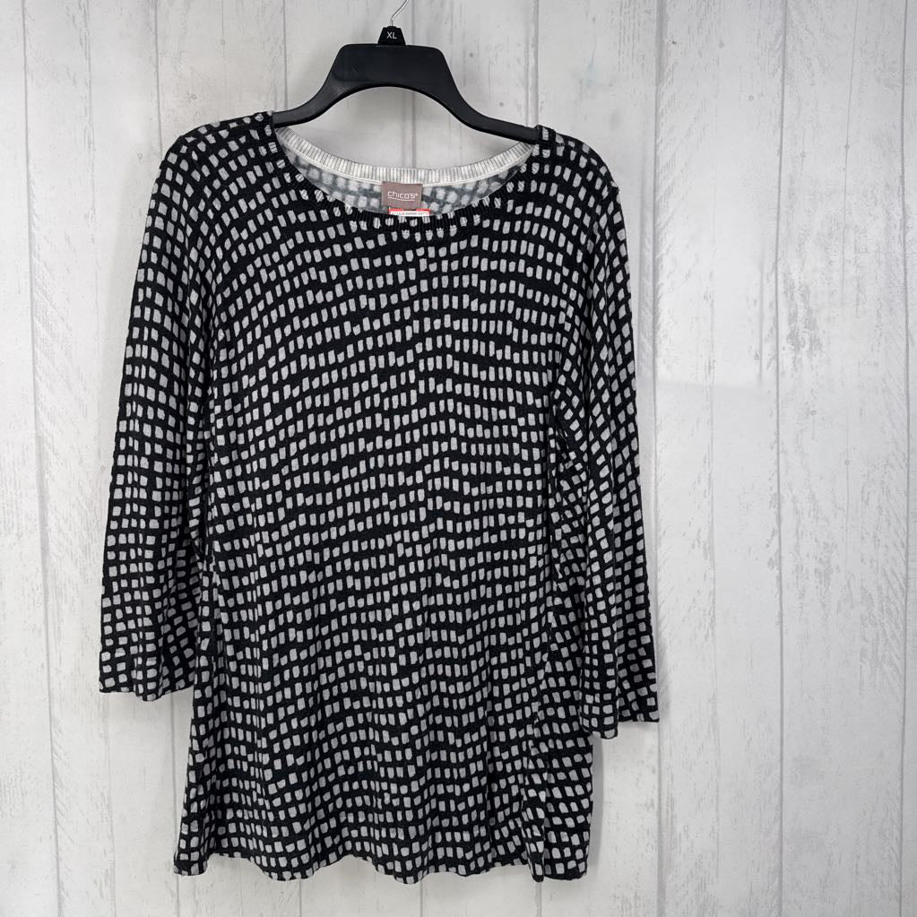 L printed crewneck 3/4 slv sweater