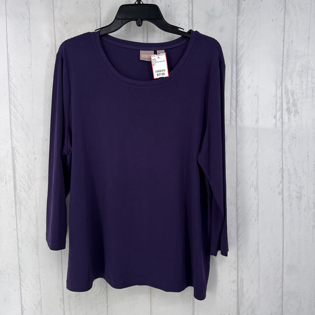 XL scoop neck 3/4 slv top