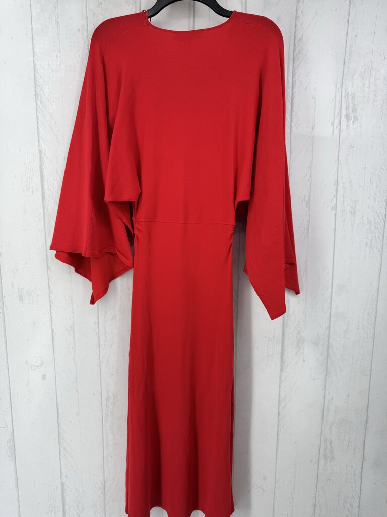 S v-neck flare slv knit dress