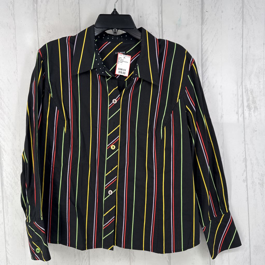 XL striped button down l/s top