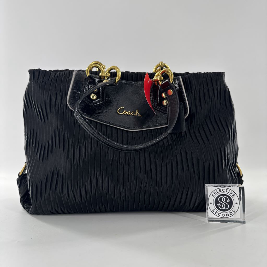 gathered satin satchel