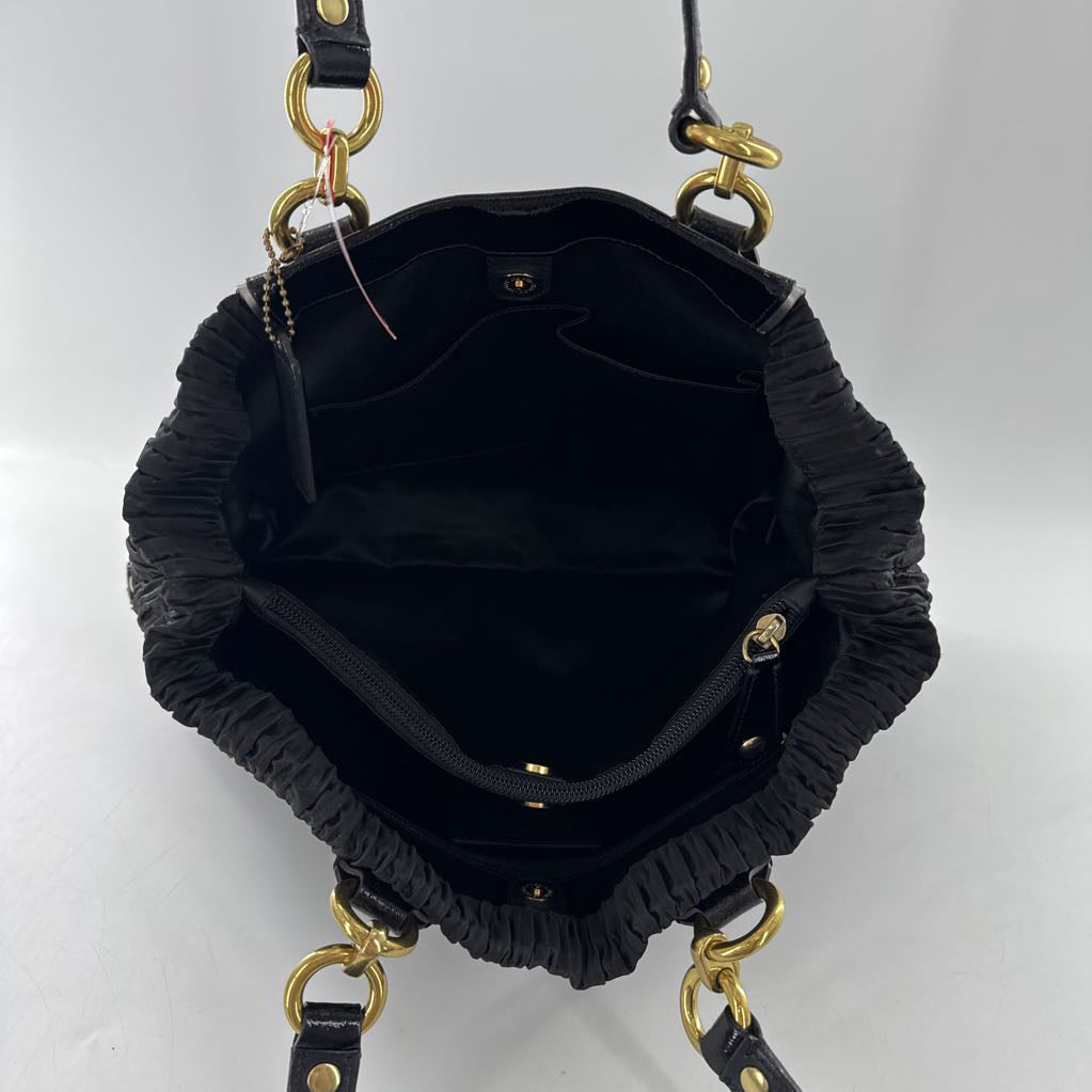 gathered satin satchel
