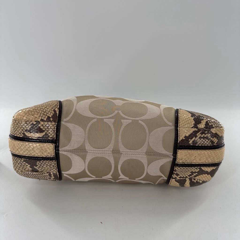 signatre sateen hobo bag w/ snakeskin trim