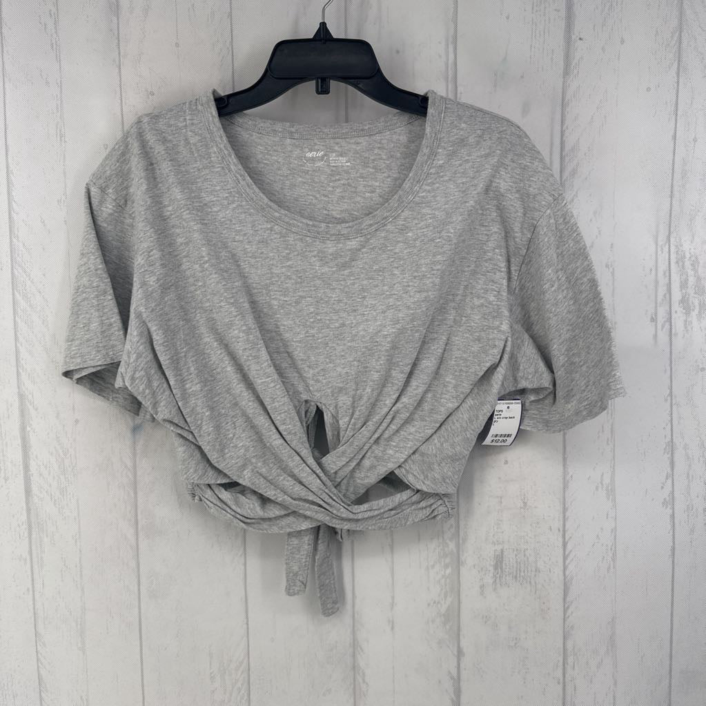 L s/s crop back knotted top