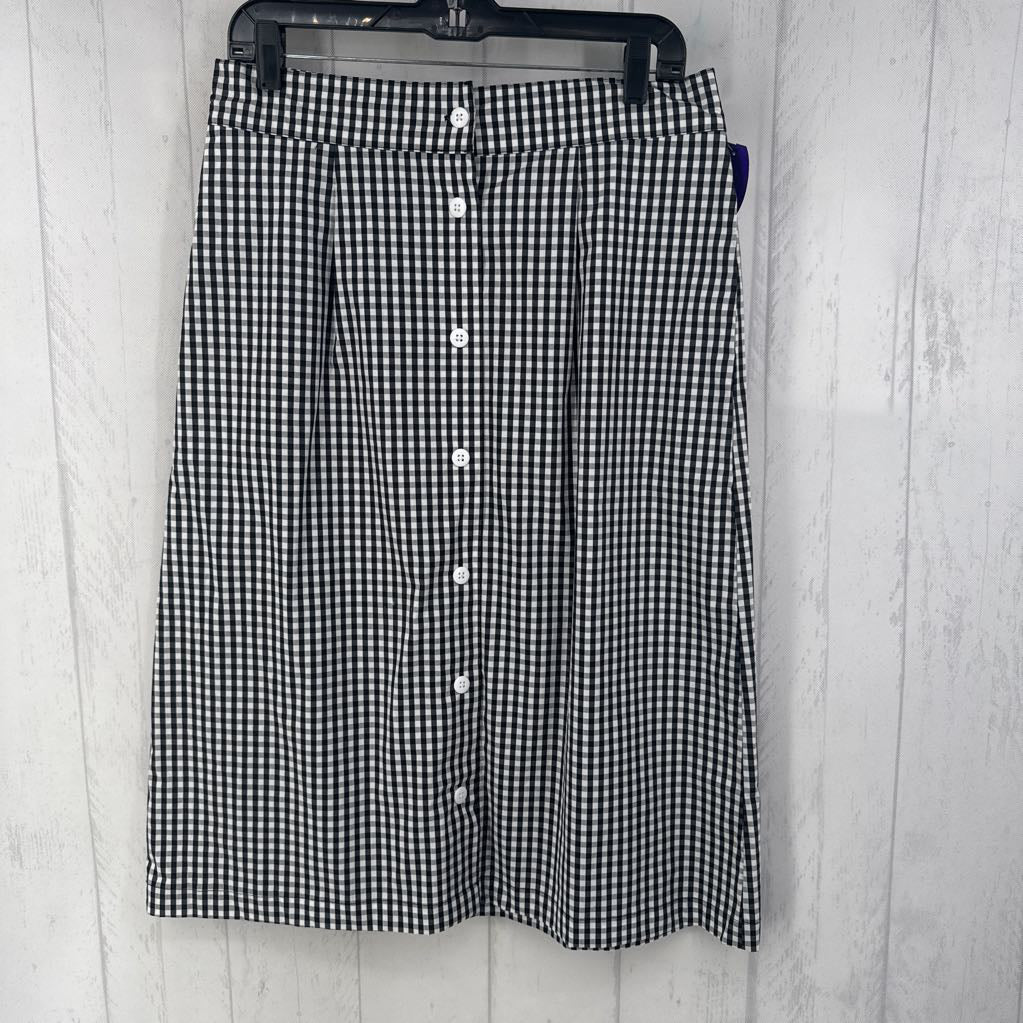 XL check button skirt
