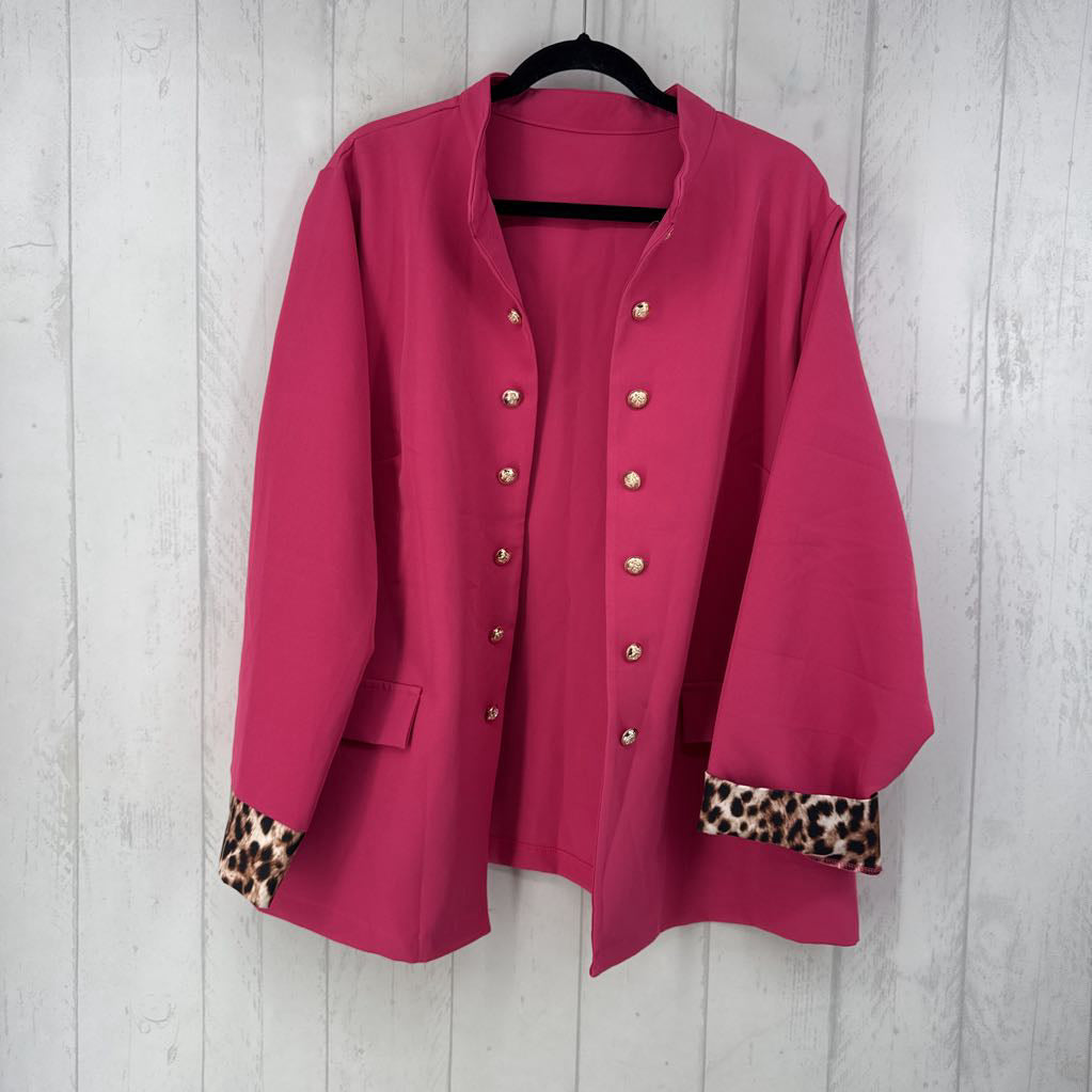 3xl cuff slv button detail open blazer