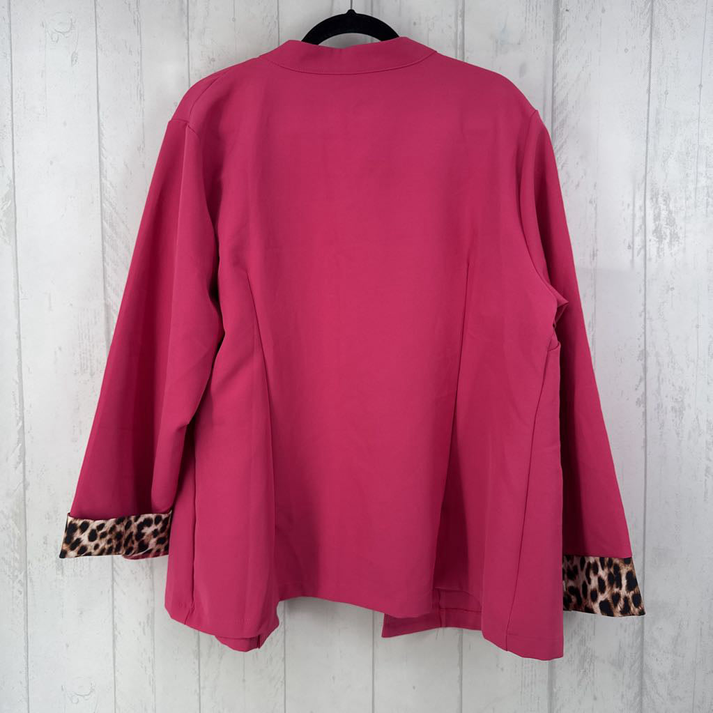 3xl cuff slv button detail open blazer