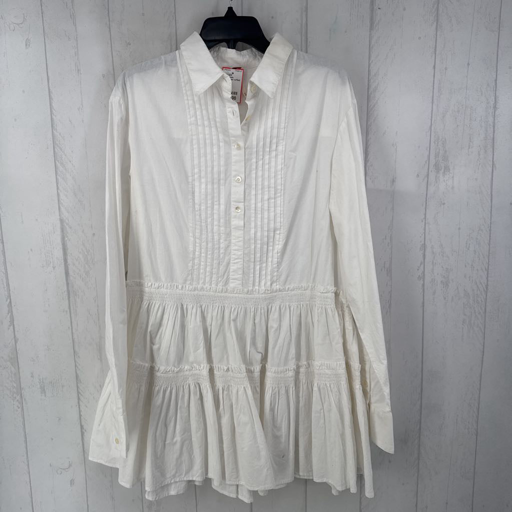 M smocked ruffled button front l/s dress