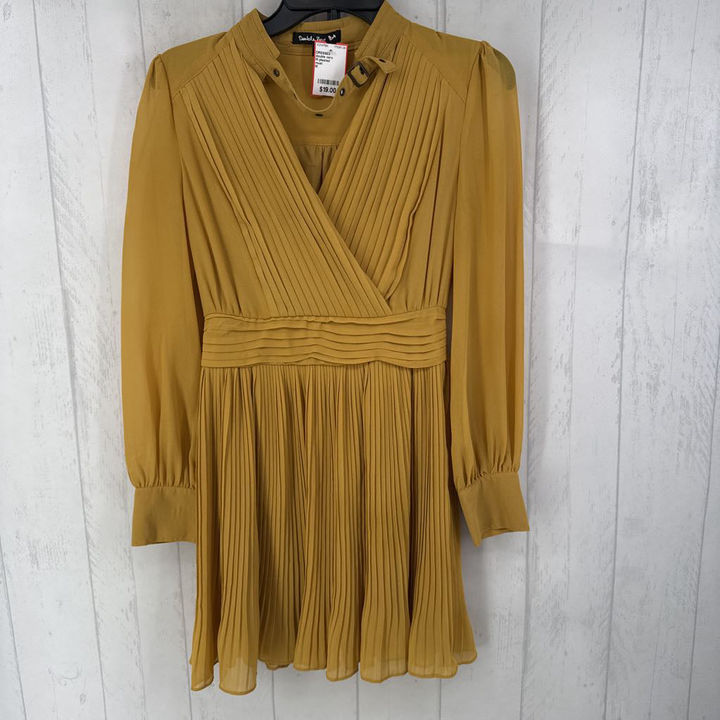 M pleated crossover l/s dress