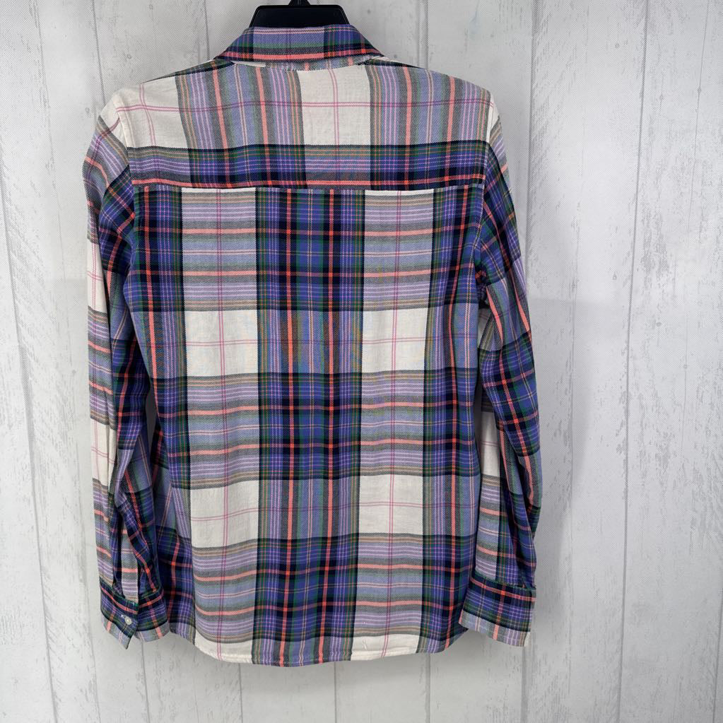 S plaid button down l/s top