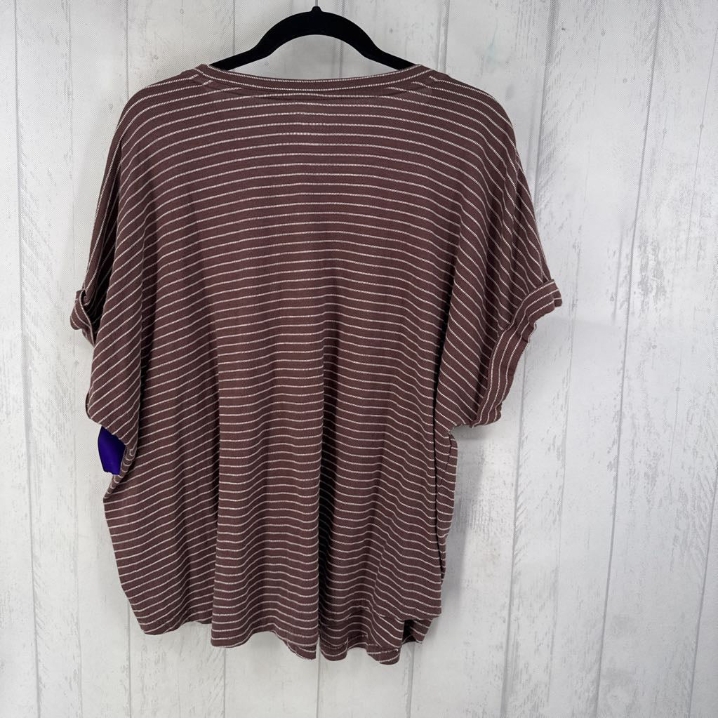 3x cuff s/s stripe top