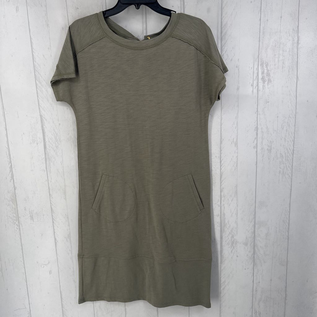 S s/s back lace up pocket dress