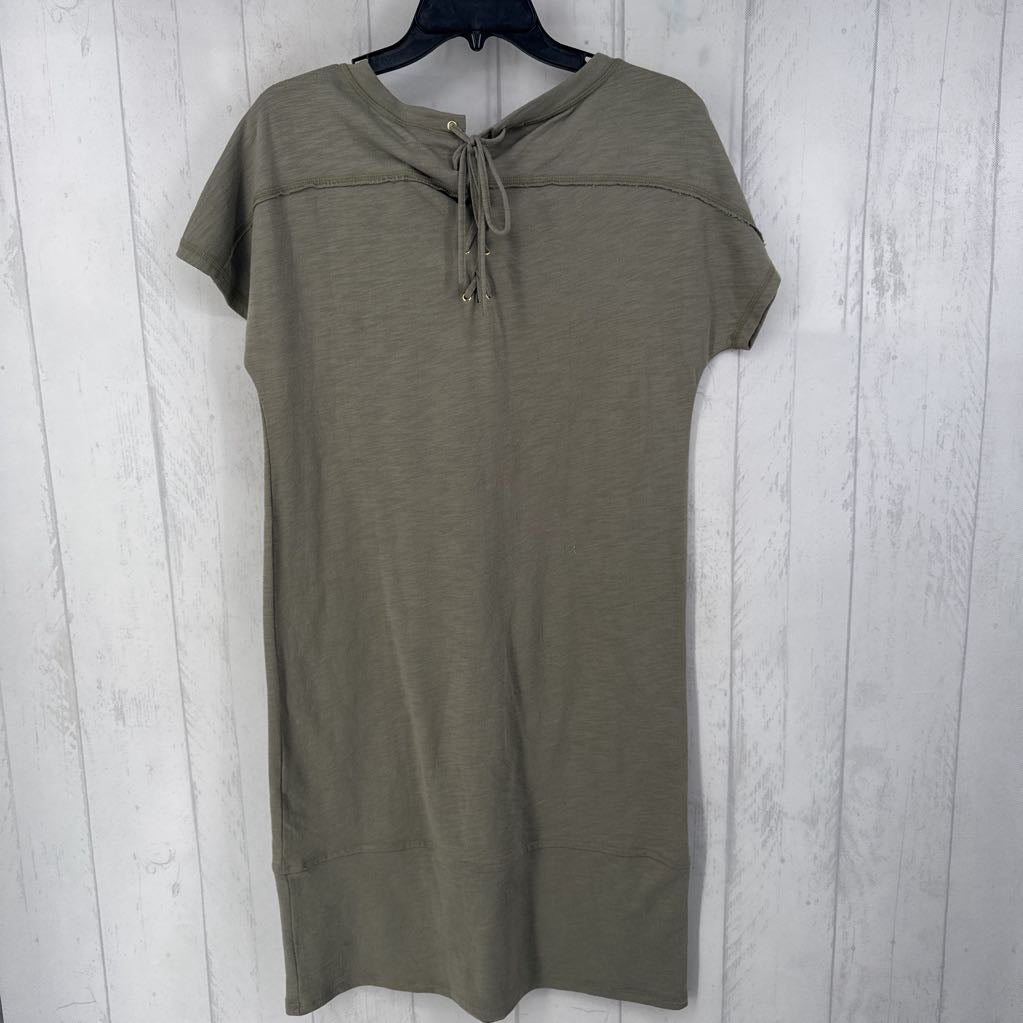 S s/s back lace up pocket dress