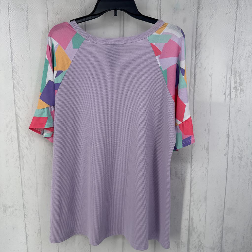 L print slv waffle top