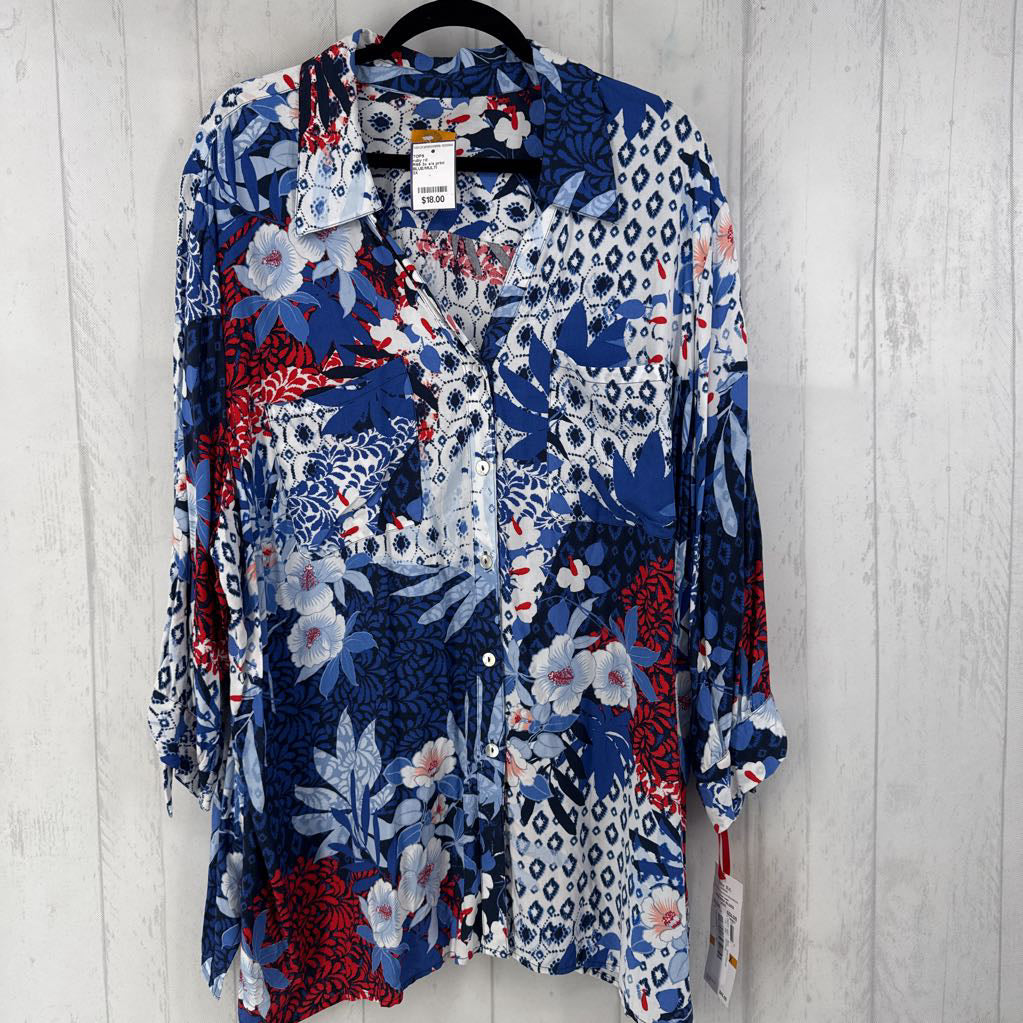 R65 3x s/s print button shirt