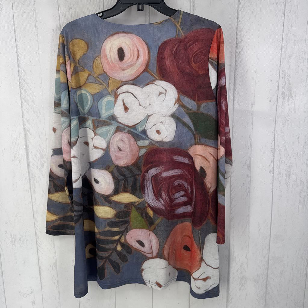 M l/s flower print tunic