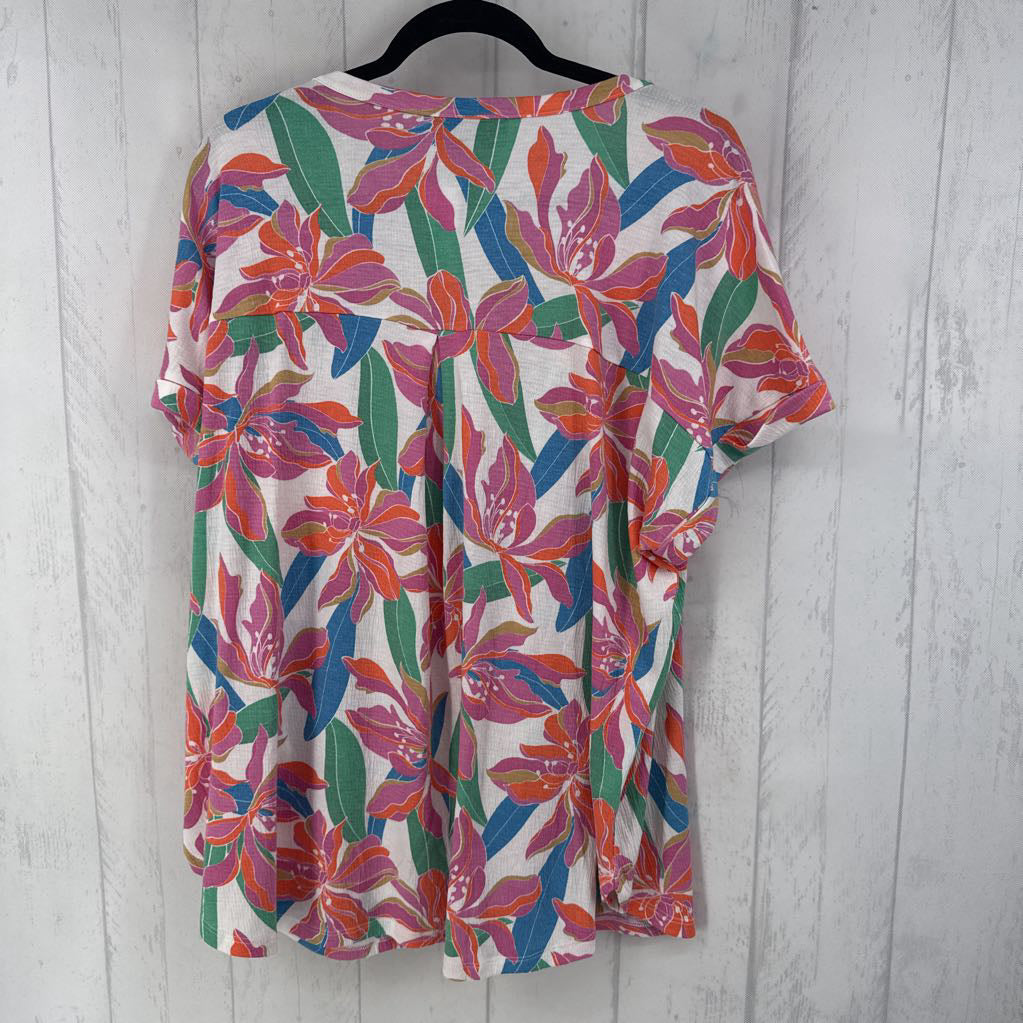 R50 18/20 s/s leaf/flower print top