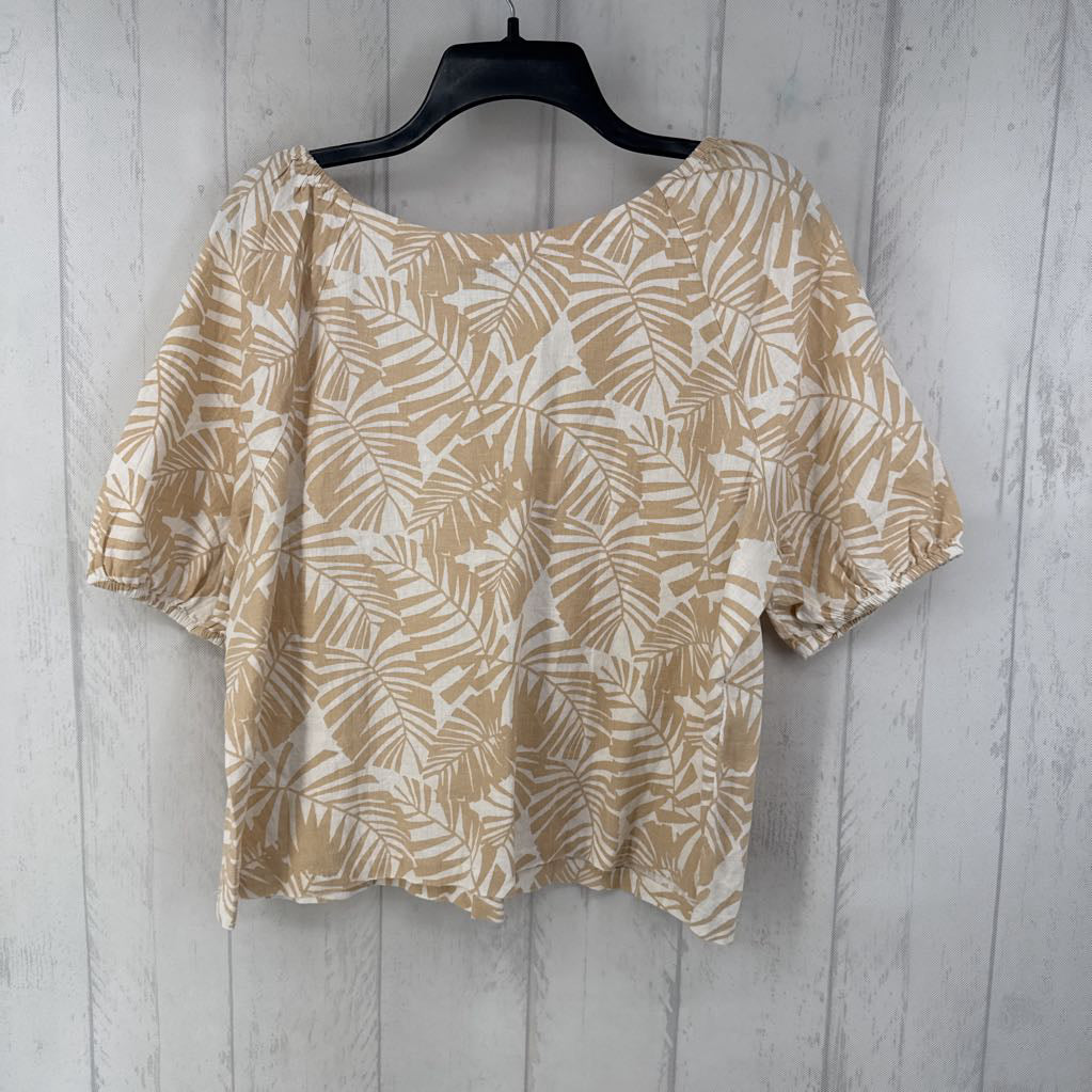 L s/s leaf print top