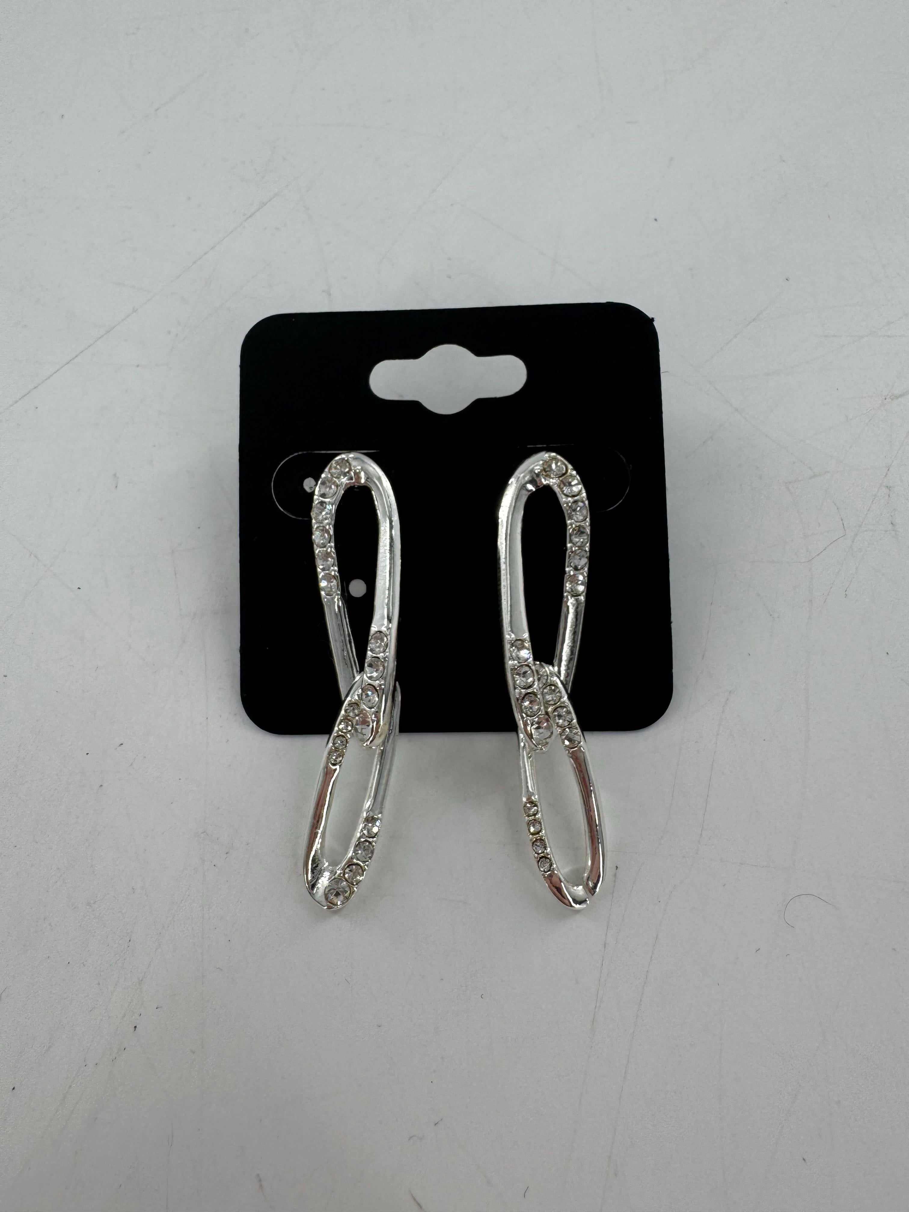 silver tone cz drop earrings