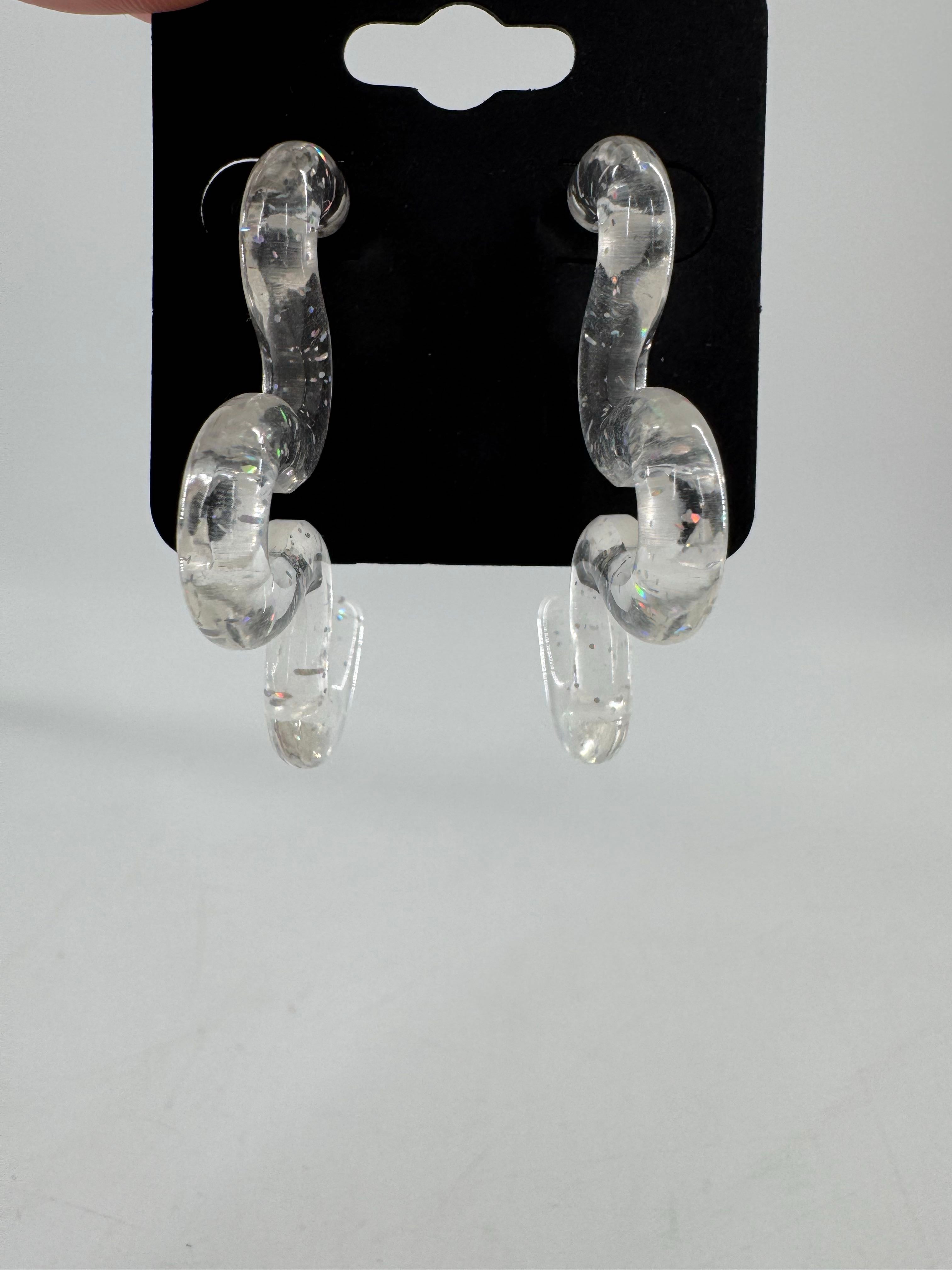 clear glitter acrylic earrings